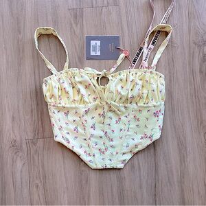 House of CB Gene Lemon Yellow Bustier Crop Top